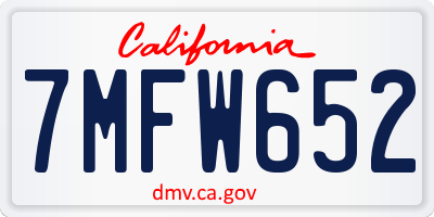 CA license plate 7MFW652