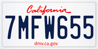 CA license plate 7MFW655