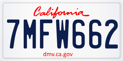 CA license plate 7MFW662