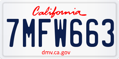 CA license plate 7MFW663