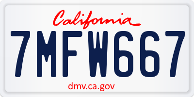 CA license plate 7MFW667