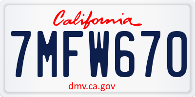 CA license plate 7MFW670