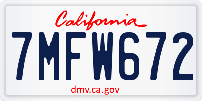 CA license plate 7MFW672