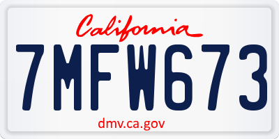 CA license plate 7MFW673