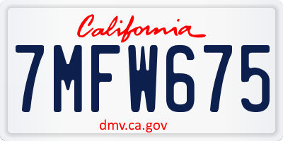 CA license plate 7MFW675