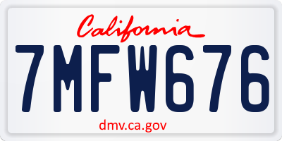 CA license plate 7MFW676