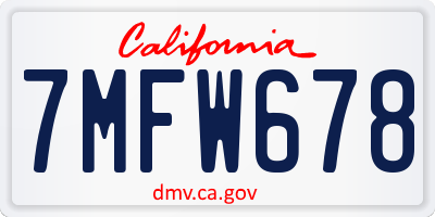 CA license plate 7MFW678