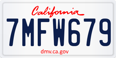 CA license plate 7MFW679