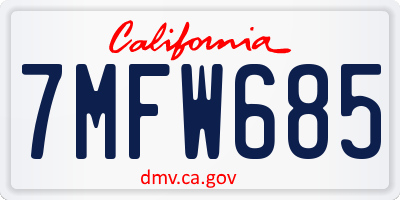 CA license plate 7MFW685