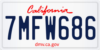 CA license plate 7MFW686