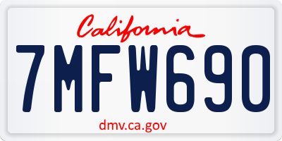 CA license plate 7MFW690