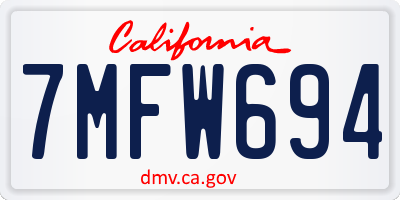 CA license plate 7MFW694