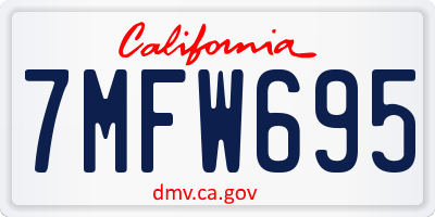 CA license plate 7MFW695