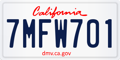 CA license plate 7MFW701