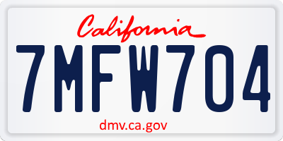 CA license plate 7MFW704