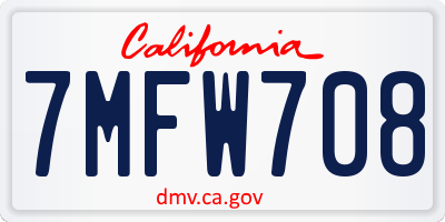 CA license plate 7MFW708