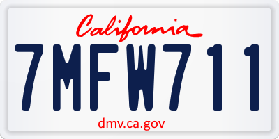 CA license plate 7MFW711