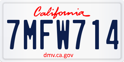 CA license plate 7MFW714