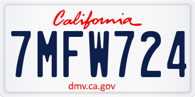 CA license plate 7MFW724