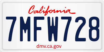CA license plate 7MFW728
