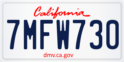 CA license plate 7MFW730