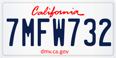 CA license plate 7MFW732