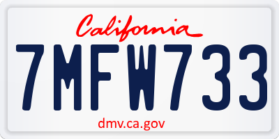 CA license plate 7MFW733