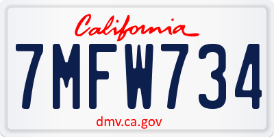 CA license plate 7MFW734