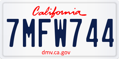 CA license plate 7MFW744