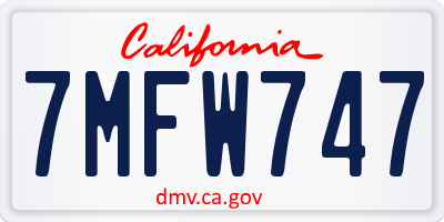 CA license plate 7MFW747