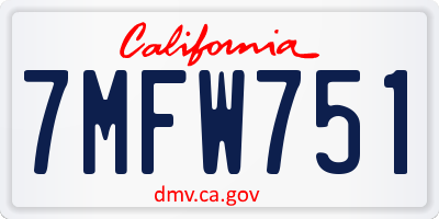 CA license plate 7MFW751