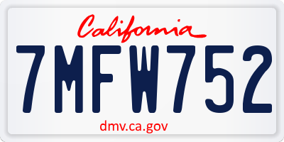 CA license plate 7MFW752