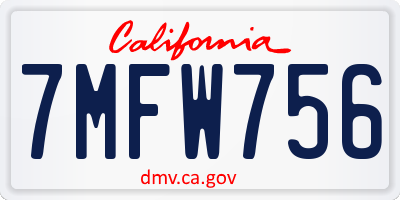 CA license plate 7MFW756