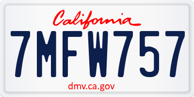 CA license plate 7MFW757