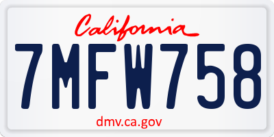 CA license plate 7MFW758