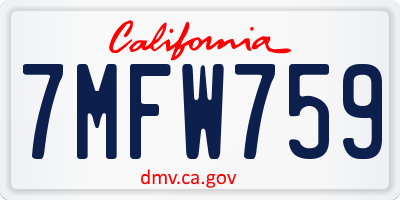 CA license plate 7MFW759