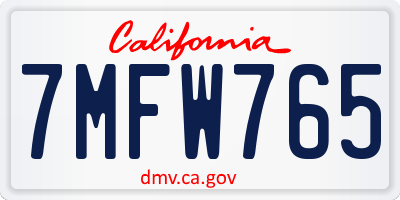 CA license plate 7MFW765