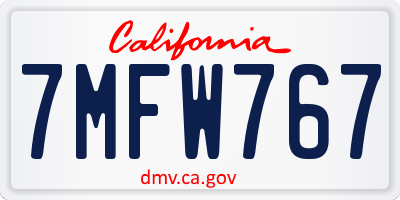 CA license plate 7MFW767