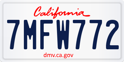 CA license plate 7MFW772