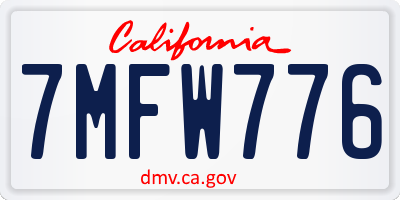CA license plate 7MFW776