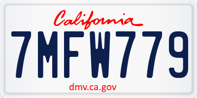 CA license plate 7MFW779