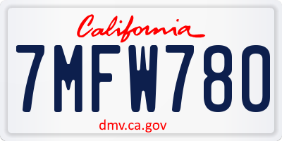 CA license plate 7MFW780