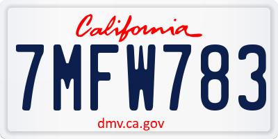 CA license plate 7MFW783