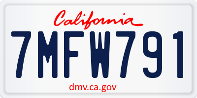 CA license plate 7MFW791