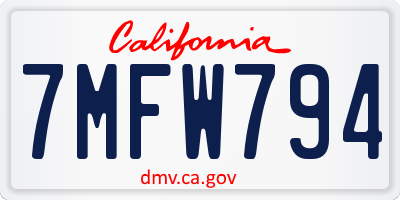 CA license plate 7MFW794