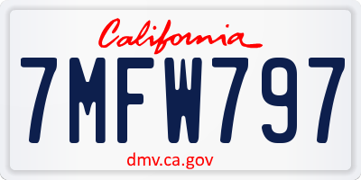 CA license plate 7MFW797