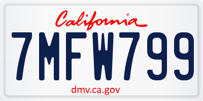 CA license plate 7MFW799