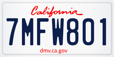 CA license plate 7MFW801