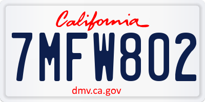 CA license plate 7MFW802