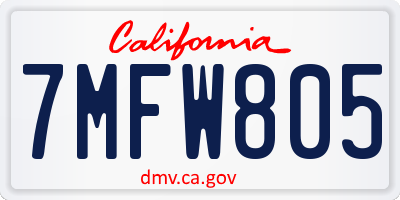 CA license plate 7MFW805